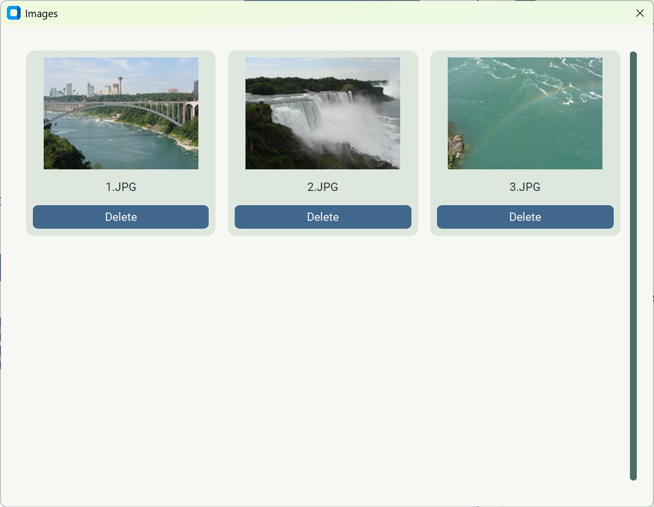 Memoranna local image library with three landscape pictures
